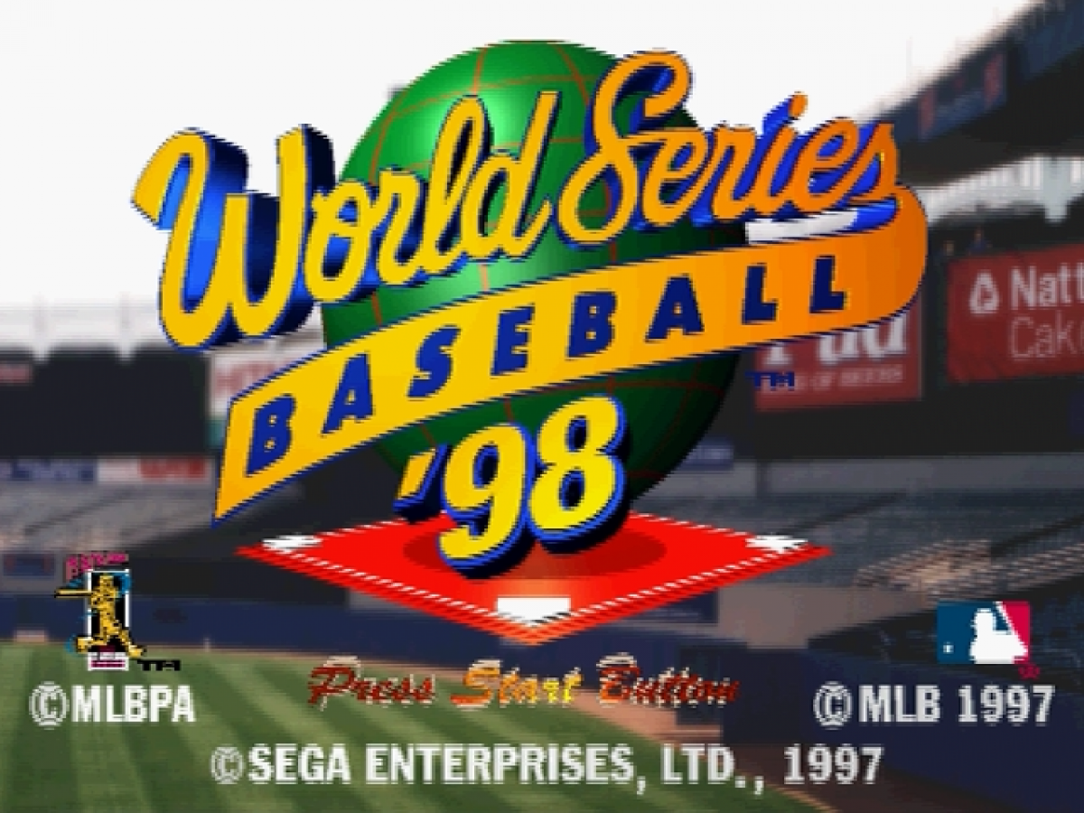 World Series Baseball 98 title screen art for Sega Saturn (SS) video game