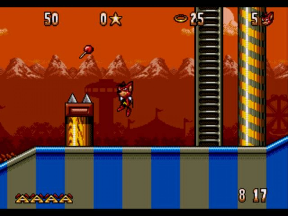 Aero the Acro Bat Sega Genesis GEN video game featuring action platforming gameplay acrobat character adventure colorful circus environments enemy encounters jumping challenges collectible items and classic 16 bit Sega gameplay retro video game collection collectible gaming appeal gameplay