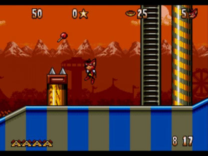 Aero the Acro Bat Sega Genesis GEN video game featuring action platforming gameplay acrobat character adventure colorful circus environments enemy encounters jumping challenges collectible items and classic 16 bit Sega gameplay retro video game collection collectible gaming appeal gameplay