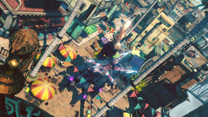 Gravity Rush 2 PlayStation 4 PS4 video game, action adventure, gravity-shifting gameplay, open-world exploration, stylized anime art style gameplay screenshot