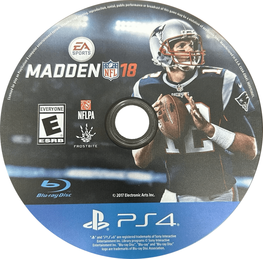 Madden NFL 18 – PlayStation 4 (PS4) video game disc, American football sports game.