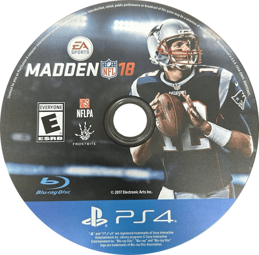 Madden NFL 18 – PlayStation 4 (PS4) video game disc, American football sports game.