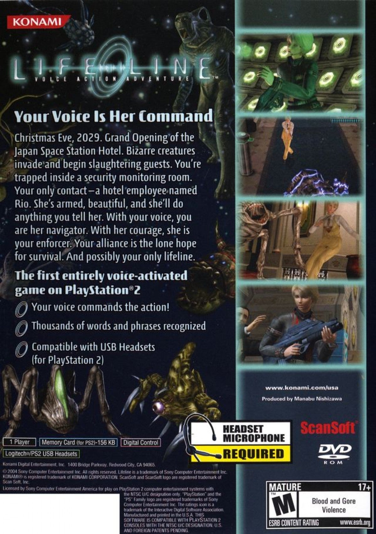 LifeLine PlayStation 2 PS2 retro video game survival horror back of case (2004)