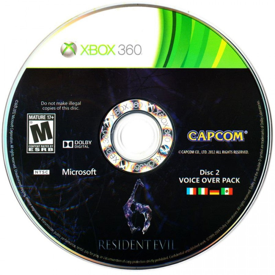 Resident Evil 6 disc 2 for Xbox 360 (X360) survival horror action-adventure video game