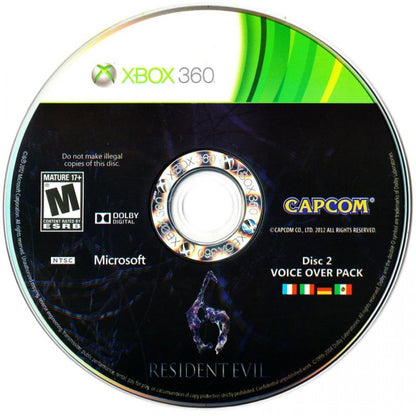 Resident Evil 6 disc 2 for Xbox 360 (X360) survival horror action-adventure video game