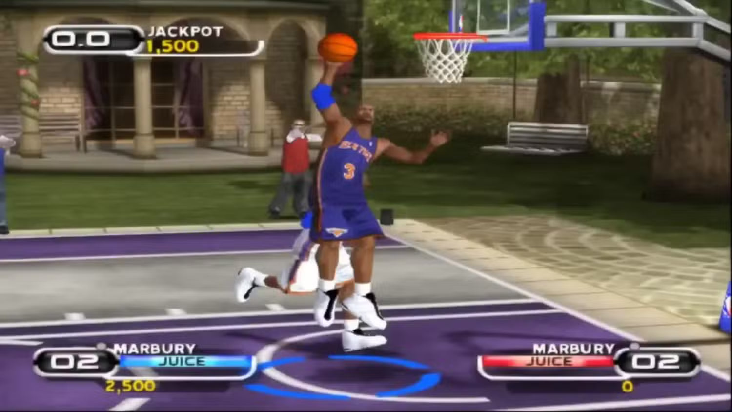 NBA Ballers for Xbox (XBOX) at Gamers INC, featuring high-stakes 1-on-1 streetball action where you can live the life of an NBA superstar and compete for luxury items and bragging rights on the court gameplay screenshot