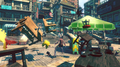 Gravity Rush 2 PlayStation 4 PS4 video game, action adventure, gravity-shifting gameplay, open-world exploration, stylized anime art style gameplay screenshot