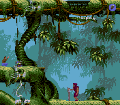 Flashback The Quest for Identity Sega CD cinematic platformer sci fi adventure game rotoscoped animation side scrolling exploration puzzle solving stealth combat amnesia storyline futuristic dystopia Delphine Software retro gaming Sega CD software video game title gameplay