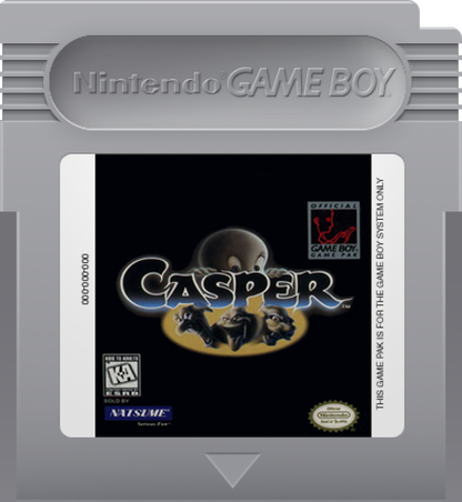 Casper Game Boy GB for retro video game enthusiasts featuring action adventure platforming gameplay friendly ghost adventures haunted mansion exploration puzzle solving family friendly challenges handheld gaming and collectible gaming appeal cartridge