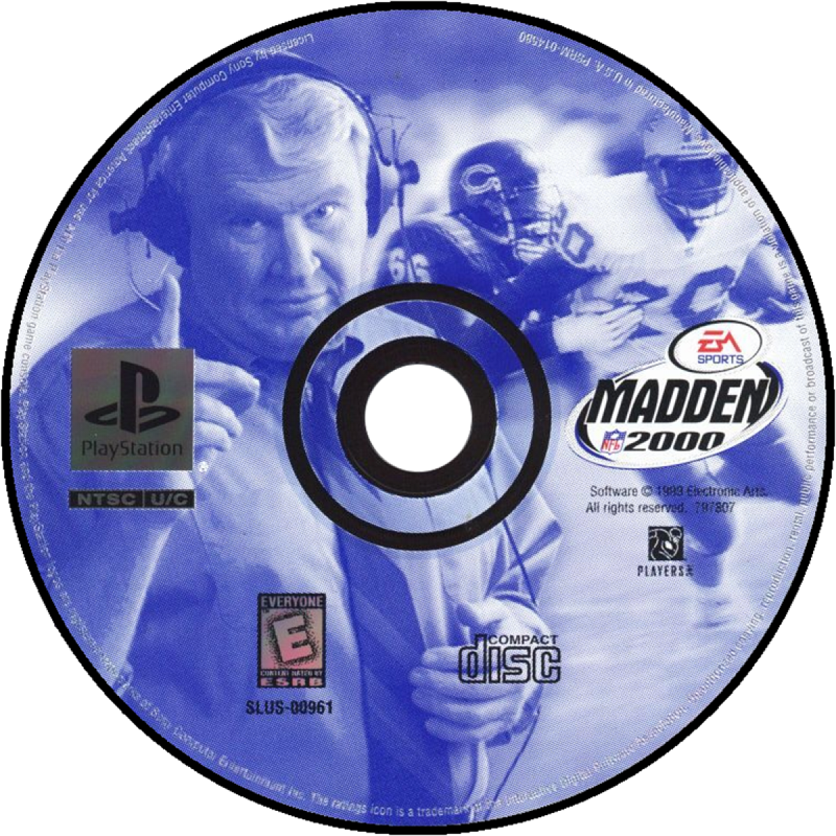 Madden NFL 2000 PlayStation 1 PS1 video game, American football sports simulation, classic Madden gameplay, franchise and multiplayer modes disc
