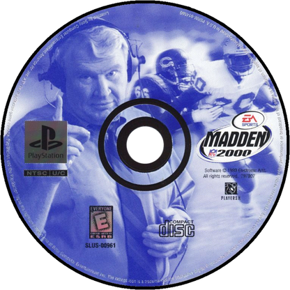 Madden NFL 2000 PlayStation 1 PS1 video game, American football sports simulation, classic Madden gameplay, franchise and multiplayer modes disc