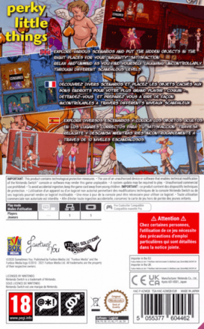 Perky Little Things Import back of box for Nintendo Switch adults only game