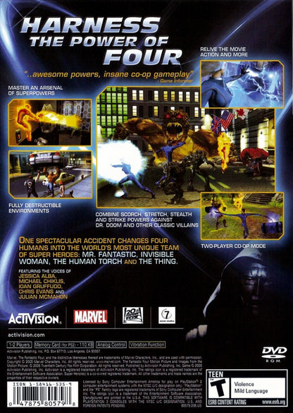 Fantastic 4 back cover art for Playstation 2 (PS2) video game