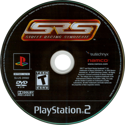 Street Racing Syndicate – PlayStation 2 (PS2) video game disc, street racing action.