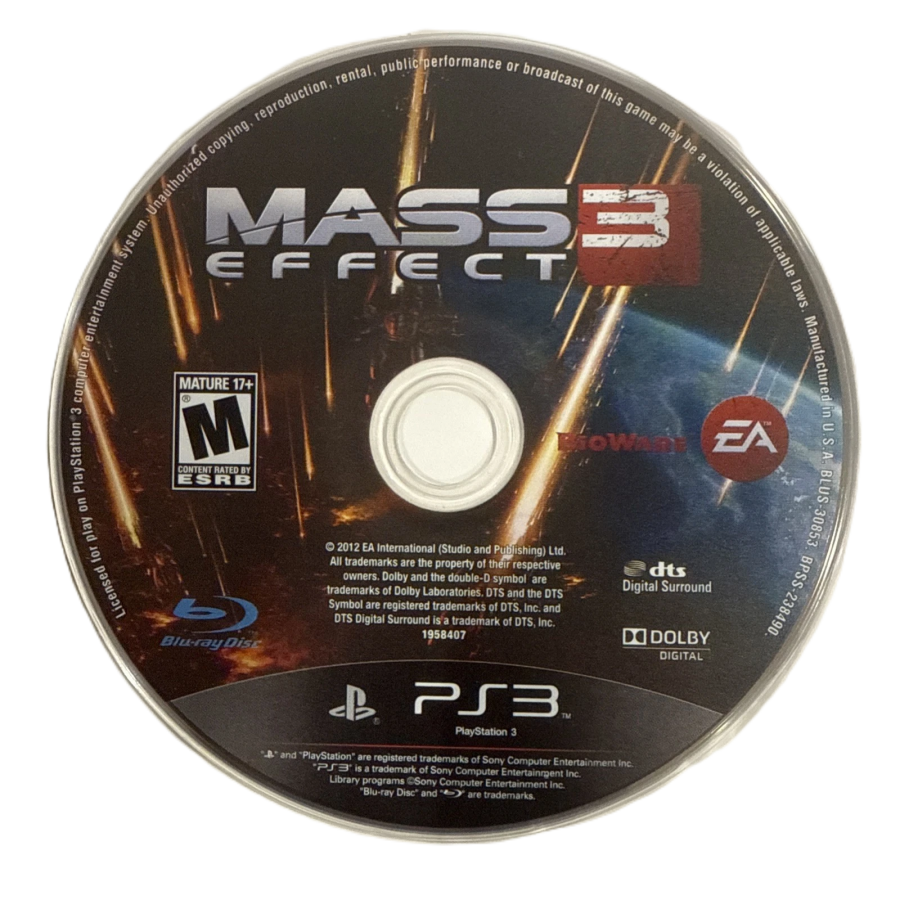Mass Effect 3 disc art for PlayStation 3 (PS3) video game