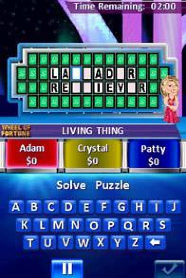 Wheel of Fortune for Nintendo DS with classic TV game show puzzle-solving theme gameplay