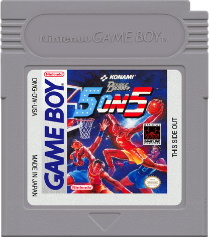Double Dribble 5 on 5 cartridge art for Game Boy (GB) video game 