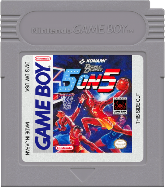 Double Dribble 5 on 5 cartridge art for Game Boy (GB) video game 