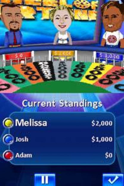 Wheel of Fortune for Nintendo DS with classic TV game show puzzle-solving theme gameplay