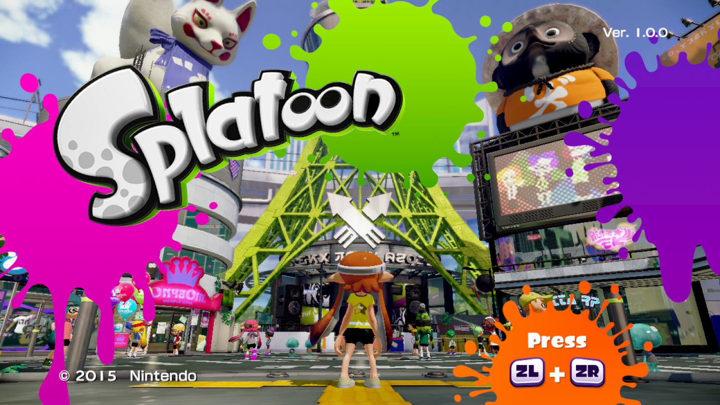 Splatoon title screen for Nintendo Wii U (WiiU) video game