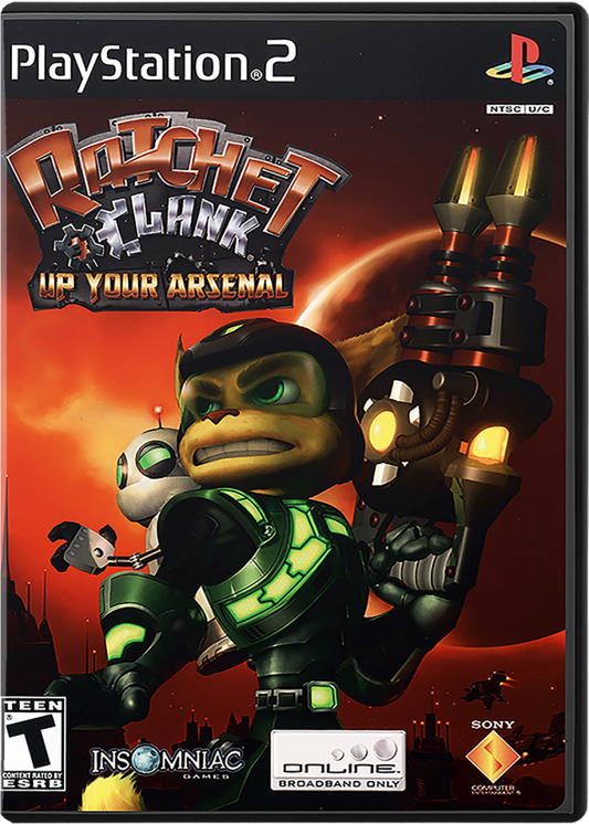 Ratchet & Clank: Up Your Arsenal cover art for PlayStation 2 (PS2) video game
