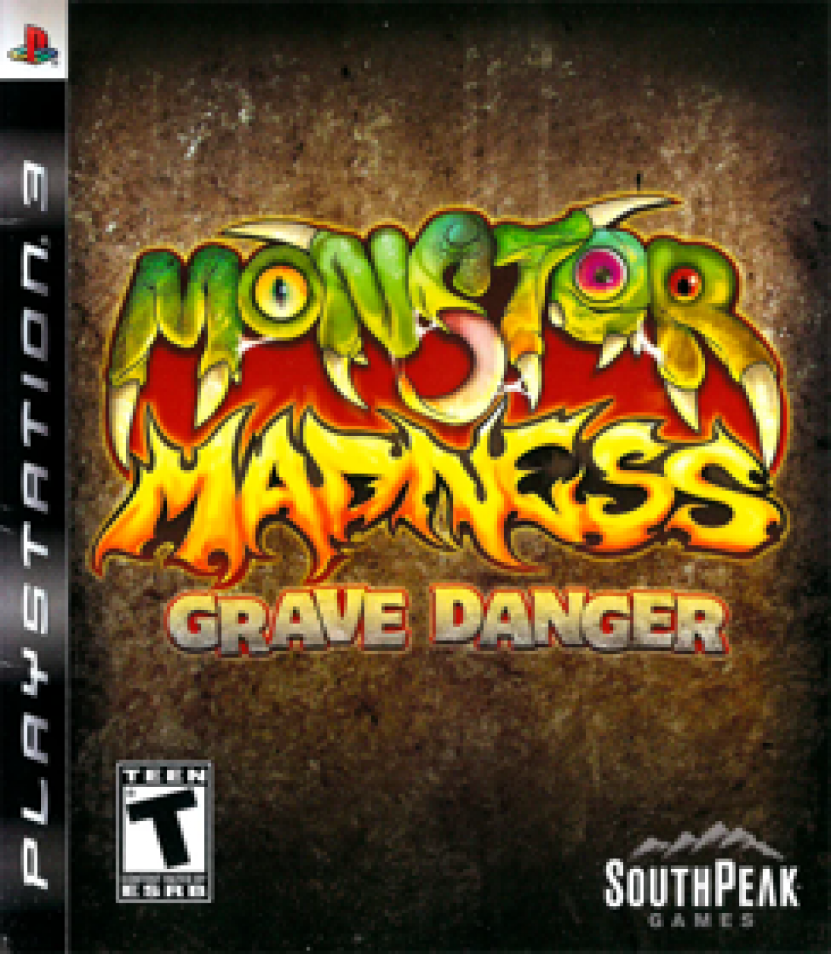 Monster Madness Grave Danger PlayStation 3 PS3 for action adventure video game fans featuring chaotic zombie combat cartoon horror environments multiple playable characters powerful weapons enemy hordes cooperative gameplay and fast paced arcade style action collectible Sony PlayStation gaming appeal front