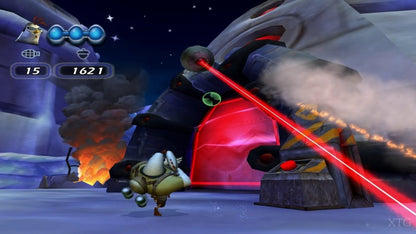 Chicken Little Ace in Action Nintendo Wii for retro video game enthusiasts featuring action flight and ground combat gameplay cinematic movie tie in missions cartoon styled characters aerial dogfighting mechanics platforming sections and collectible gaming appeal gameplay 