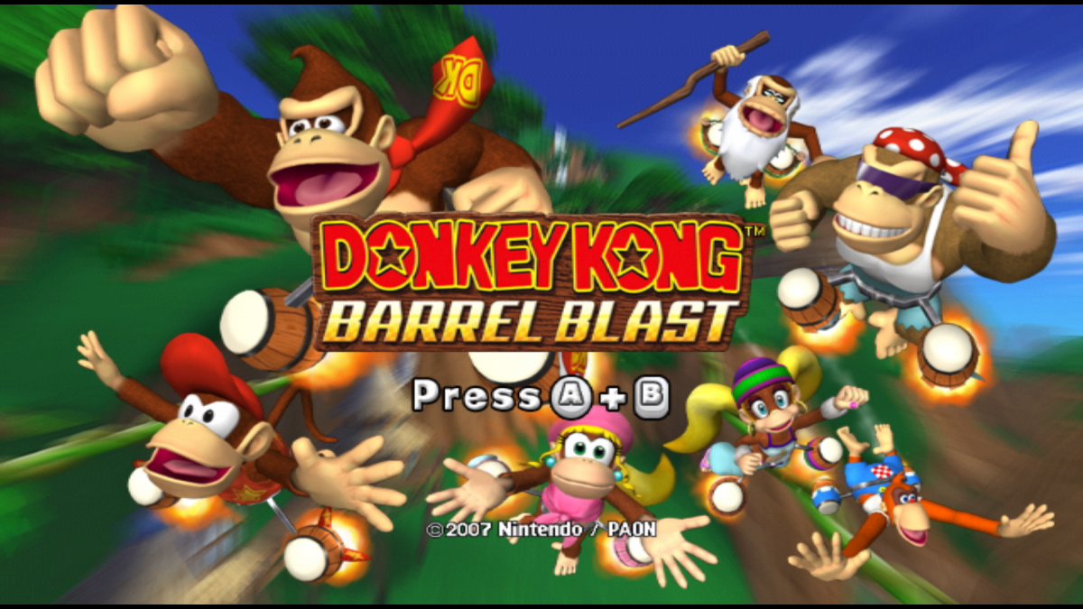 Donkey Kong: Barrel Blast title screen art for Nintendo Wii (Wii) video game