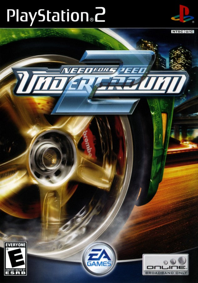 Need for Speed Underground 2 PS2 Sony PlayStation 2 street racing game open world driving tuner cars customization drift racing night city EA Black Box arcade racing multiplayer PlayStation 2 software video game title cover art 