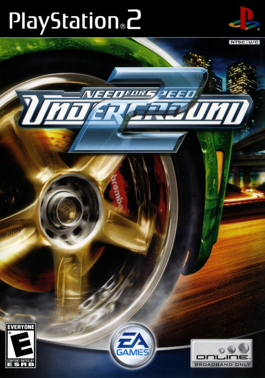 Need for Speed Underground 2 PS2 Sony PlayStation 2 street racing game open world driving tuner cars customization drift racing night city EA Black Box arcade racing multiplayer PlayStation 2 software video game title cover art 