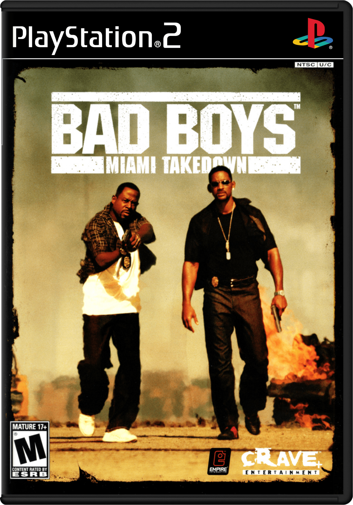 Bad Boys: Miami Takedown for PlayStation 2 with action-packed police shooter theme cover art
