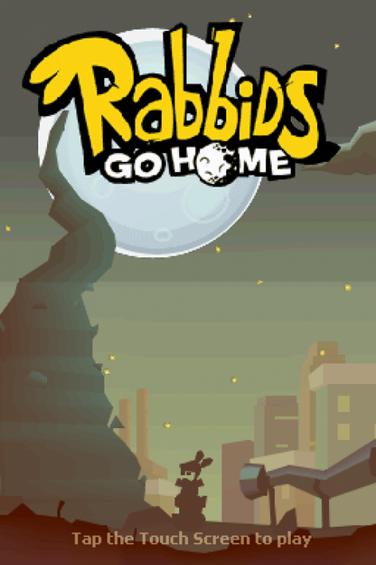 Rabbids Go Home: A Comedy Adventure title page for Nintendo DS (DS) action adventure video game