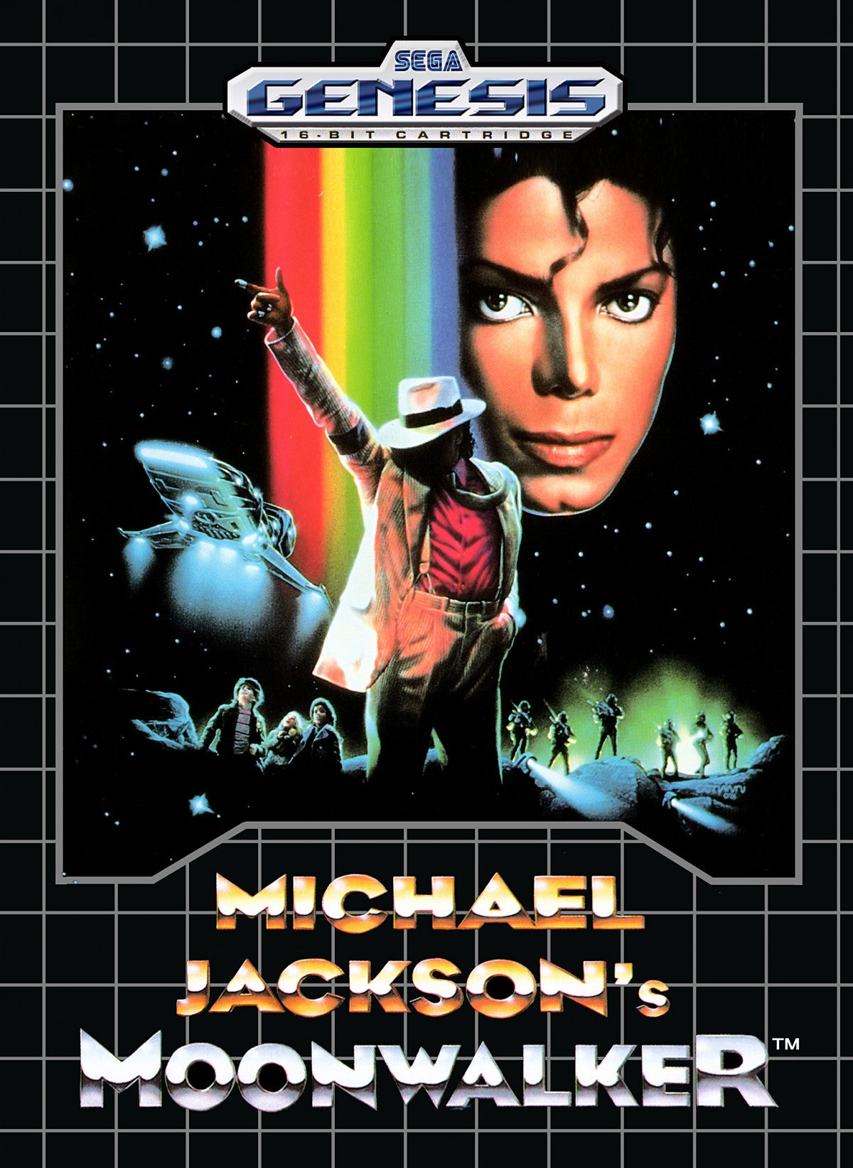 Michael Jackson Moonwalker Sega Genesis for retro video game enthusiasts featuring action platforming gameplay side scrolling arcade action music inspired adventure rescue missions dance powered special abilities classic 16 bit entertainment and collectible gaming appeal front cover