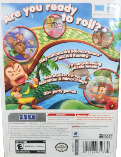 Super Monkey Ball: Step & Roll – Nintendo Wii (Wii) arcade platformer puzzle action video game back of case