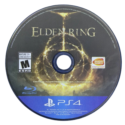 Elden Ring PS4 Sony PlayStation 4 open world action RPG FromSoftware Bandai Namco dark fantasy role playing game challenging combat boss battles exploration Soulslike gameplay massive open world Lands Between character build customization magic melee stealth PlayStation 4 software video game title disc