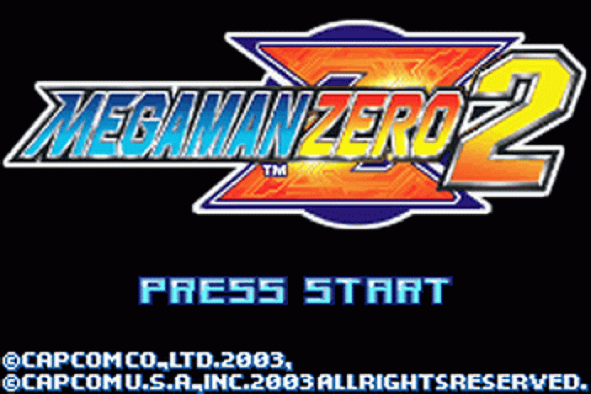 Mega Man Zero 2 start menu for Game Boy Advance (GBA) video game