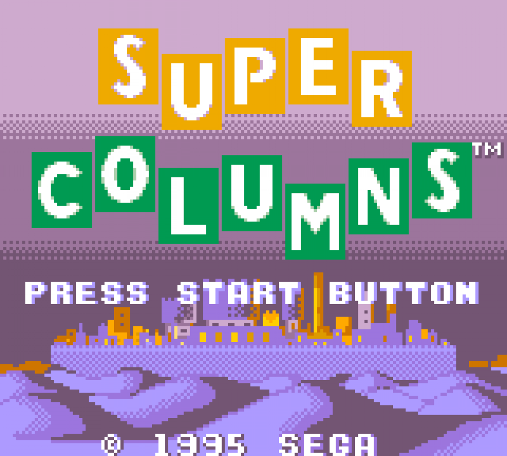 Super Columns title screen for Sega Game Gear (GG) video game