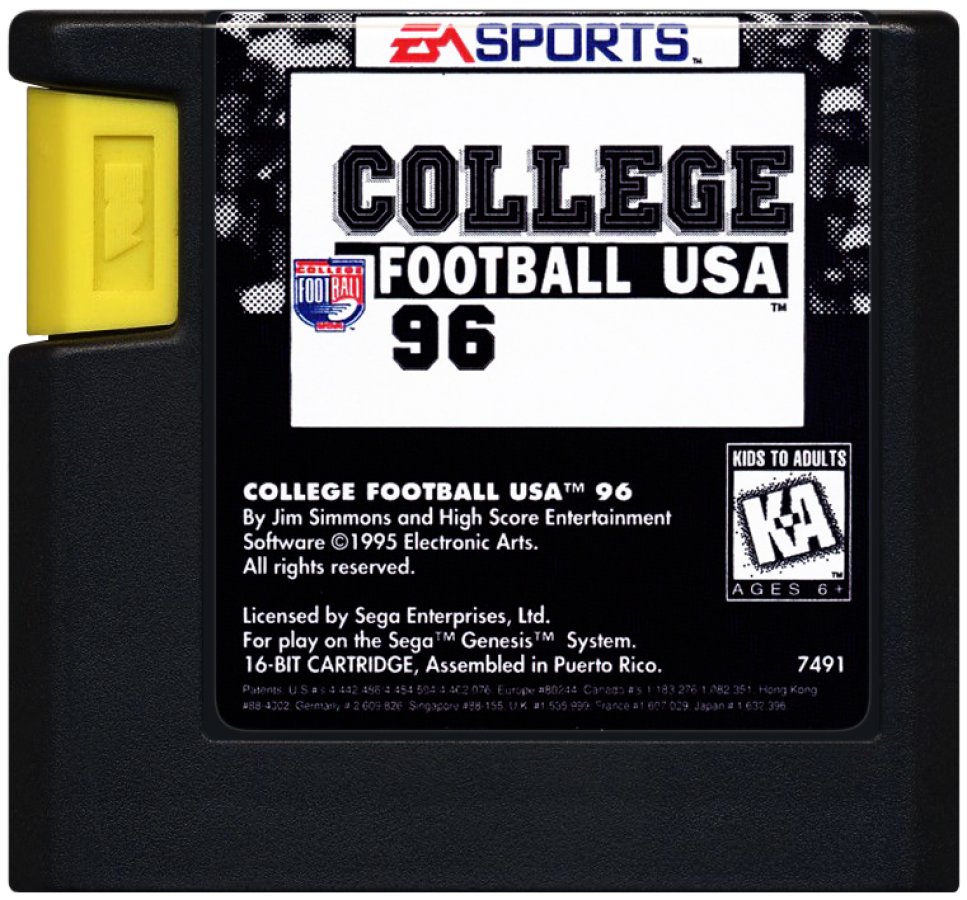 College Football USA 96 cartridge for Sega Genesis GEN video game