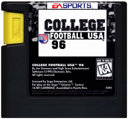College Football USA 96 cartridge for Sega Genesis GEN video game