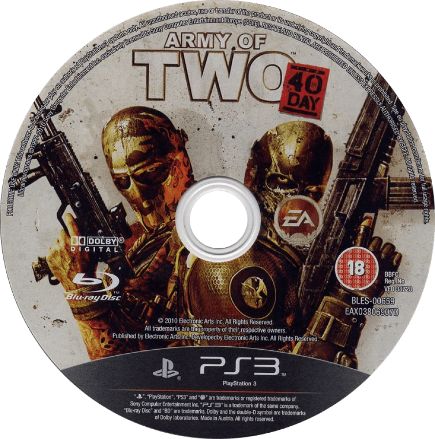 Army of Two: The 40th Day disc for PlayStation 3 (PS3) video game