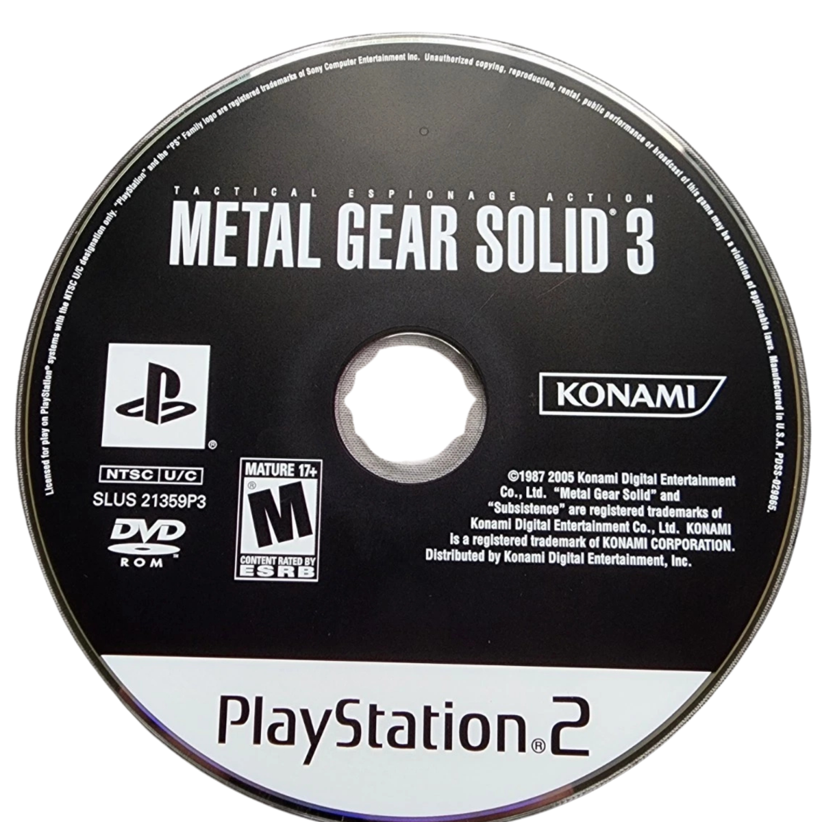 Metal Gear Solid 3 Snake Eater PS2 inspired design featuring tactical stealth action aesthetic Cold War espionage jungle survival military infiltration cinematic storytelling covert operations legendary stealth gameplay nostalgic PlayStation 2 presentation disc