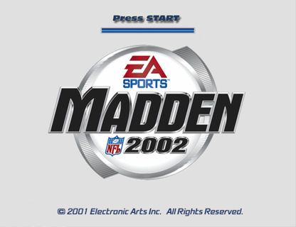 Madden NFL 2002 start screen for GameCube (GC) sports football video game