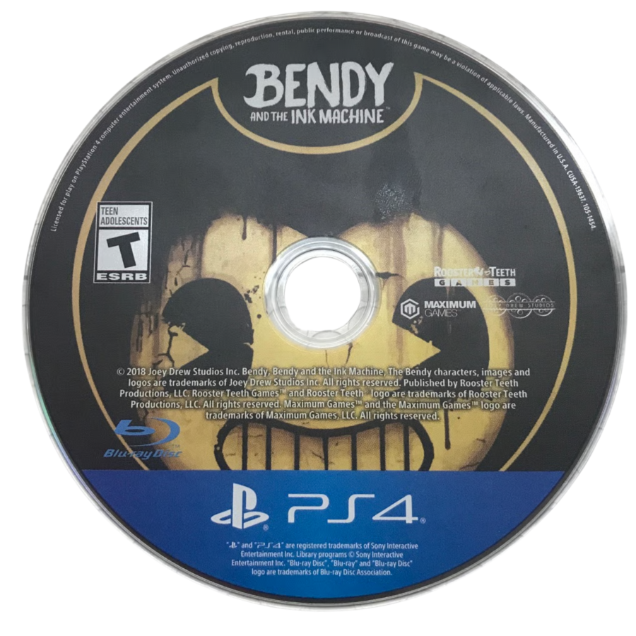 Bendy and the Ink Machine PS4 Sony PlayStation 4 survival horror puzzle adventure indie game cartoon horror ink demon studio animation eerie atmosphere first person exploration episodic story gameplay Joey Drew Studios PlayStation 4 software video game title disc