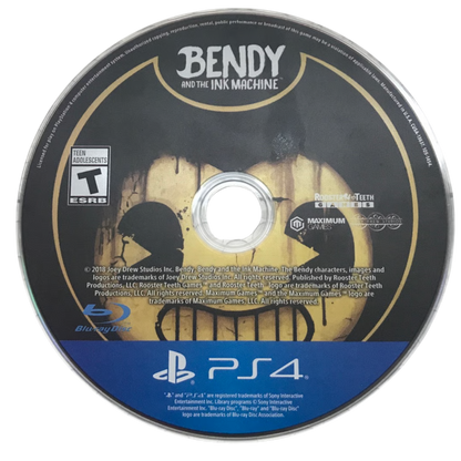 Bendy and the Ink Machine PS4 Sony PlayStation 4 survival horror puzzle adventure indie game cartoon horror ink demon studio animation eerie atmosphere first person exploration episodic story gameplay Joey Drew Studios PlayStation 4 software video game title disc