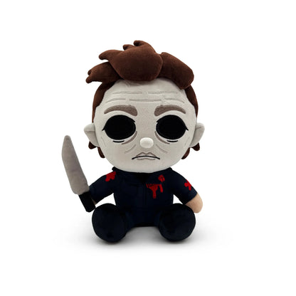 Michael Myers plush inspired design featuring horror movie character collectible plush aesthetic soft stuffed toy slasher icon masked killer Halloween franchise theme spooky horror merchandise presentation
