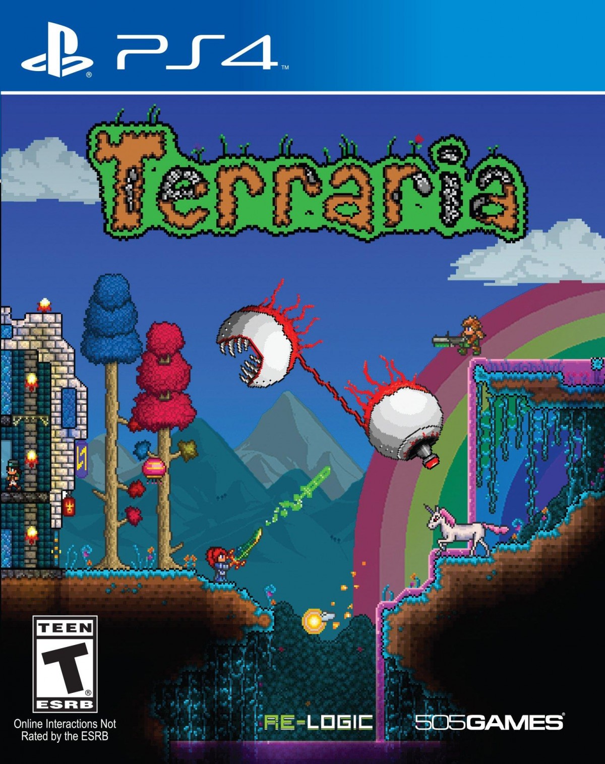 Terraria – PlayStation 4 (PS4) video game cover image, action-adventure sandbox game