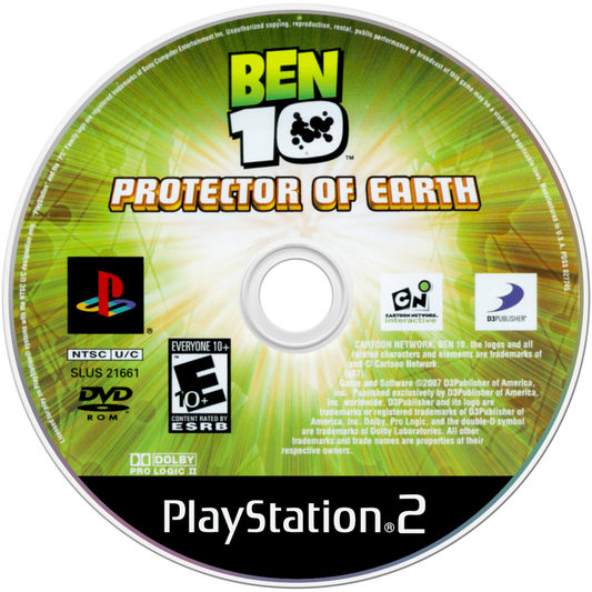 Ben 10: Protector of Earth for PlayStation 2 (PS2) featuring an action beat em up adventure where you transform into iconic aliens to fight enemies solve light puzzles and battle bosses; follow the animated series vibe with combo combat and co op friendly gameplay on PS2 disc