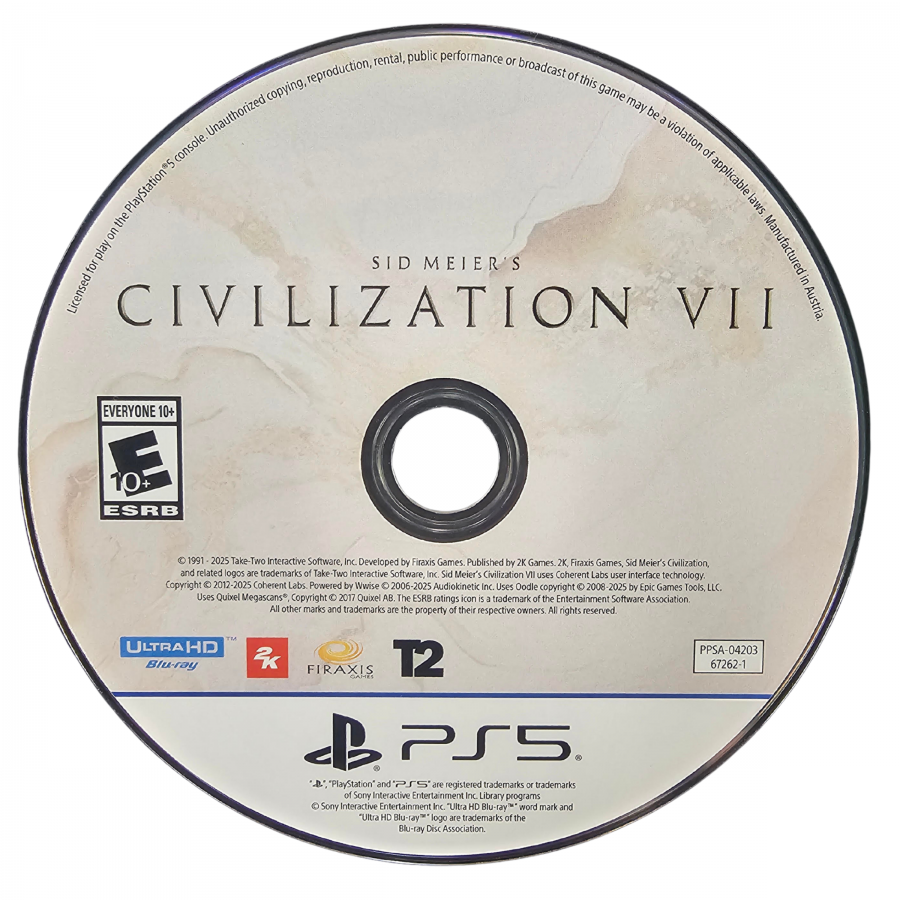 Sid Meier's Civilization VII PlayStation 5 PS5 for turn based strategy video game fans featuring empire building world exploration city development diplomacy technological advancement cultural progression military strategy resource management historical leaders and immersive civilization gameplay collectible gaming appeal disc