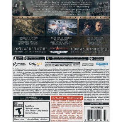 Iron Harvest Complete Edition PlayStation 5 PS5 for real time strategy video game fans featuring alternate history dieselpunk warfare giant combat mechs infantry battles tactical missions resource management faction campaigns multiplayer strategy and Complete Edition content with immersive battlefield action collectible gaming appeal back cover art