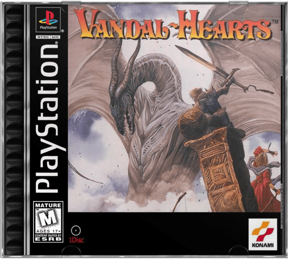 Vandal Hearts – PlayStation 1 (PS1) tactical role-playing strategy video game cover art